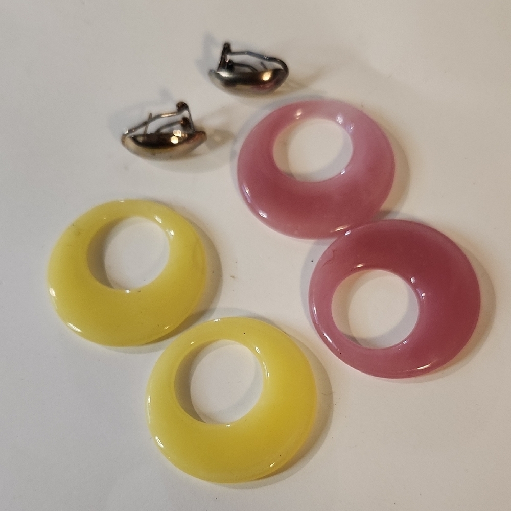 .925 Silver | MCM | Petal Pink and Yellow Quartz | Hoop Pireced Earrings
